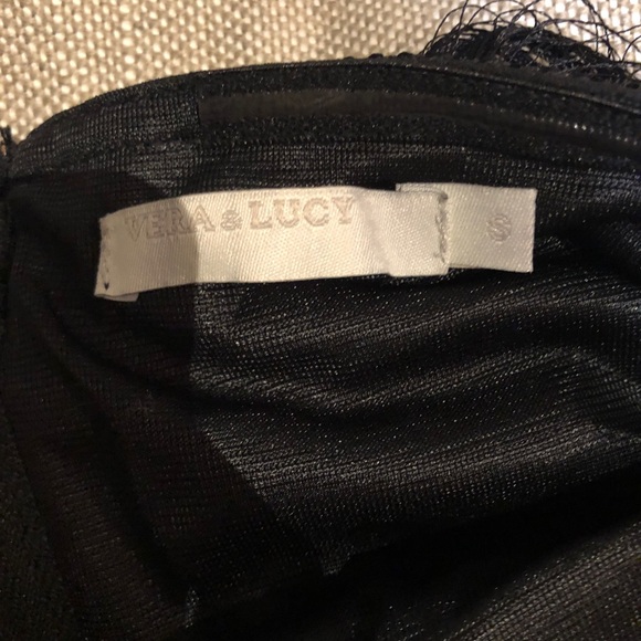 Vera Lucy, Black Fringe Cocktail Dress, Small - Picture 4 of 4